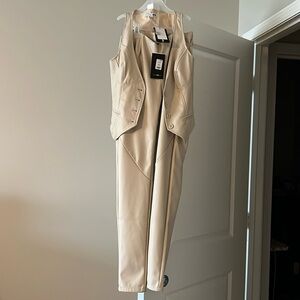 Women Fashion Nova high mileage faux leather pants/vest set size small NWT